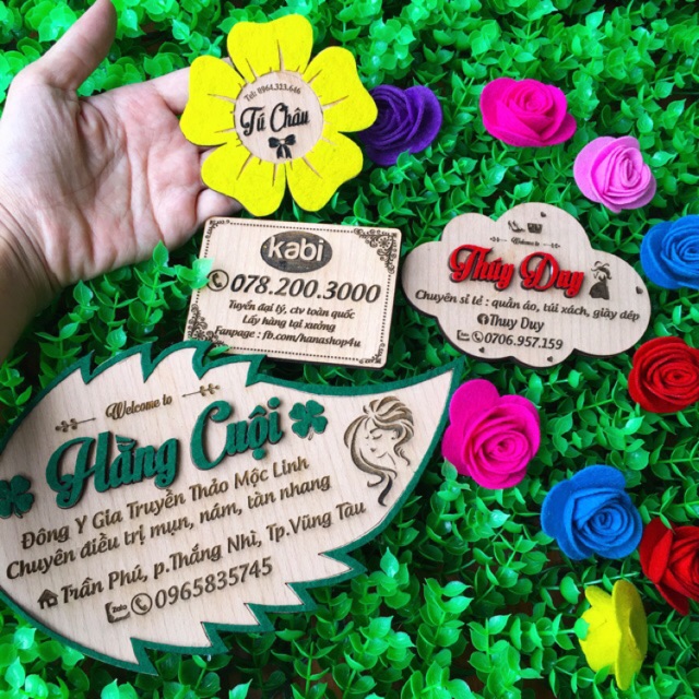 Combo 5 bảng gỗ tên shop