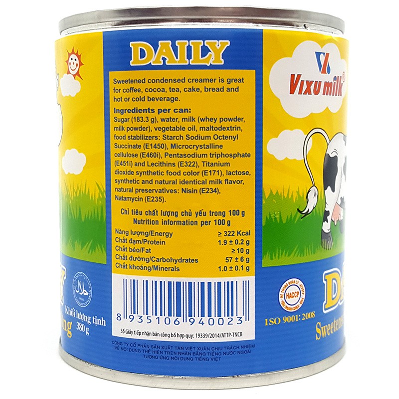 Sữa đặc Daily vàng lon 380g