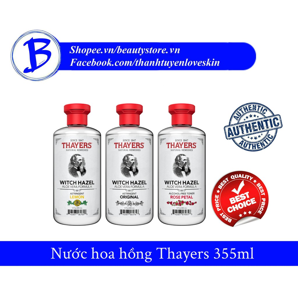 [AUTH] Nước hoa hồng Thayers 355ml