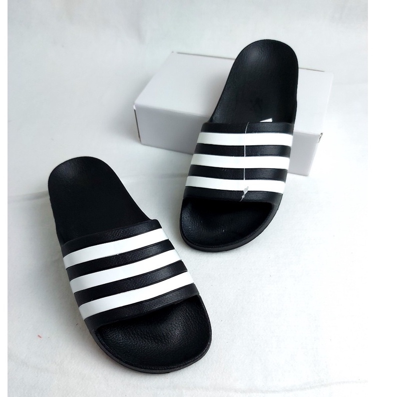 Dép Đúc Nam 3 Sọc Đen Trắng In Logo Adidas , Đúc Nam Nguyên Khối Êm Chân