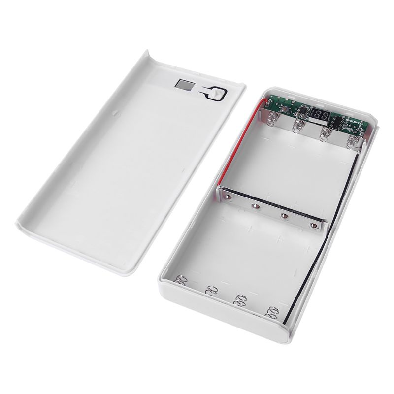 Vỏ Hộp Đựng Pin Sạc Dự Phòng 2 Cổng Usb Có Màn Hình Led Cho 8 Pin 18650