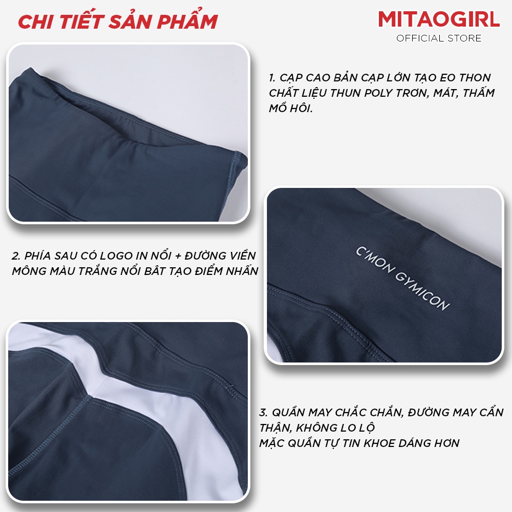 Quần tập gym yoga nữ MITAOGIRL dáng đùi short ngố biber cạp cao thể thao chất thun poly nâng mông