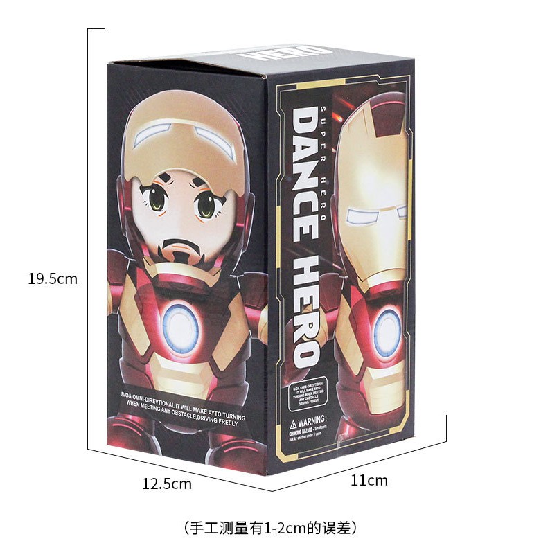 Robot nhảy múa Iron Man Người Sắt có đèn LED siêu đáng yêu có thể lật mặt nạ thấy Tony Stark