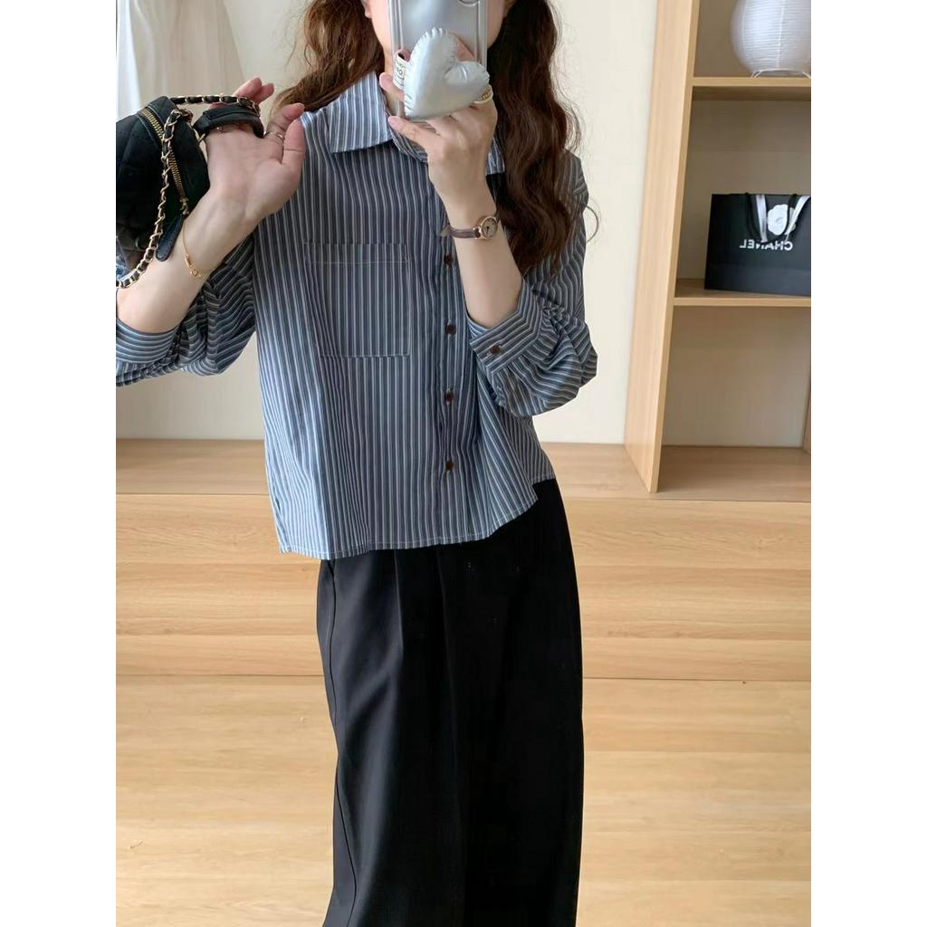 67663 Áo Sơ Mi Sọc Nguyên Chất cotton Dài Tay Áo Sơ Mi