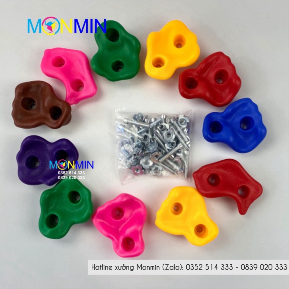 Mấu leo núi trẻ em Monmin gắn tường trong nhà, ngoài trời loại 2 lỗ vít chuyên dụng - Hàng cao cấp