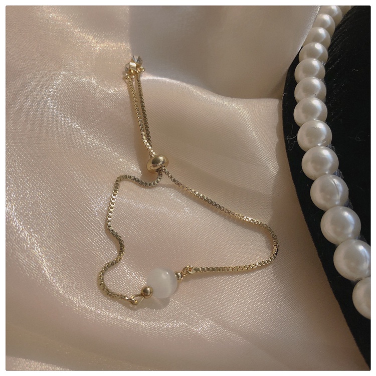 Vòng Tay Chuỗi Hạt Tròn Màu Trắng Phong Cách Hàn Quốc Sang Trọng Thời Trang Cho Nữ