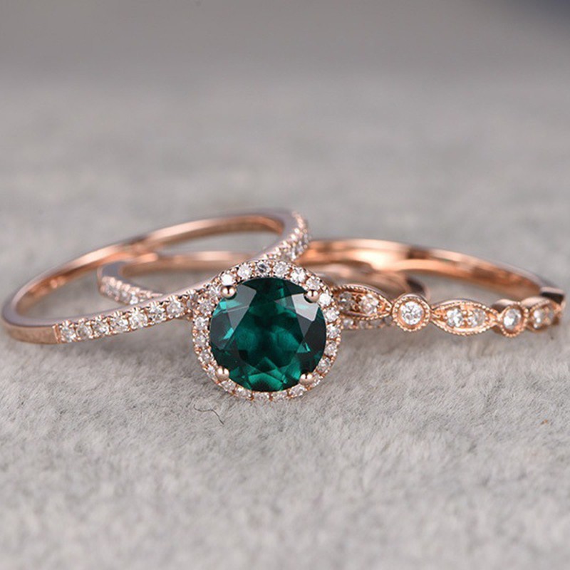 Nhẫn thời trang mạ bạc 925 và vàng 18k mặt đính kim cương giả sang trọng