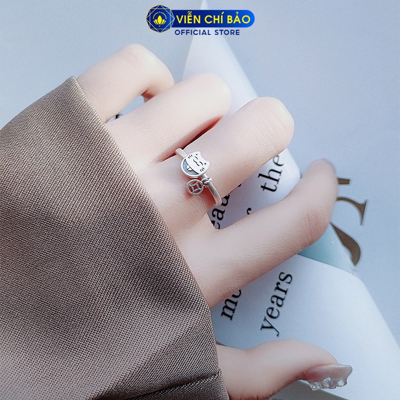 Nhẫn bạc nữ hình Mèo Kim Tiền chất liệu bạc 925 thời trang phụ kiện trang sức Viễn Chí Bảo N000456