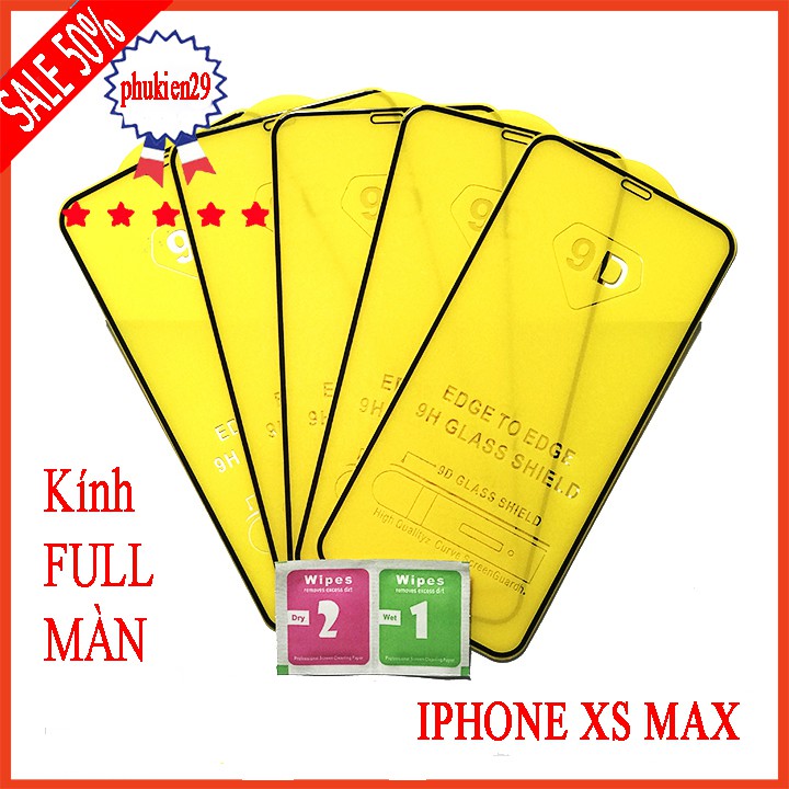 Kính cường lực Iphone XS Max full màn hình, Ảnh thực shop tự chụp, tặng kèm bộ giấy lau kính taiyoshop2