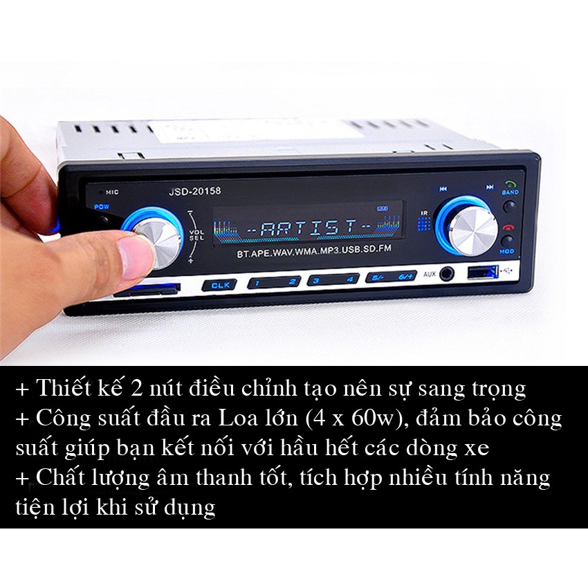 Đầu Nghe Nhạc MP3 Hỗ Trợ Bluetooth Kiêm Đài FM Cho Ô Tô JSD-20158