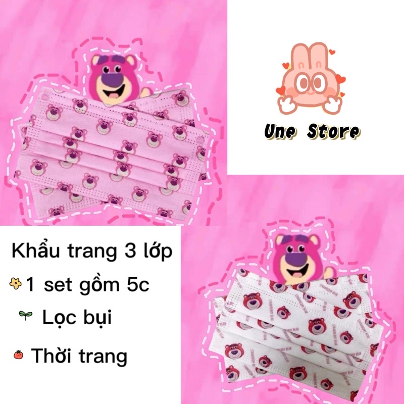 5 chiếc khẩu trang dễ thương Lotso - Strawberry Bear