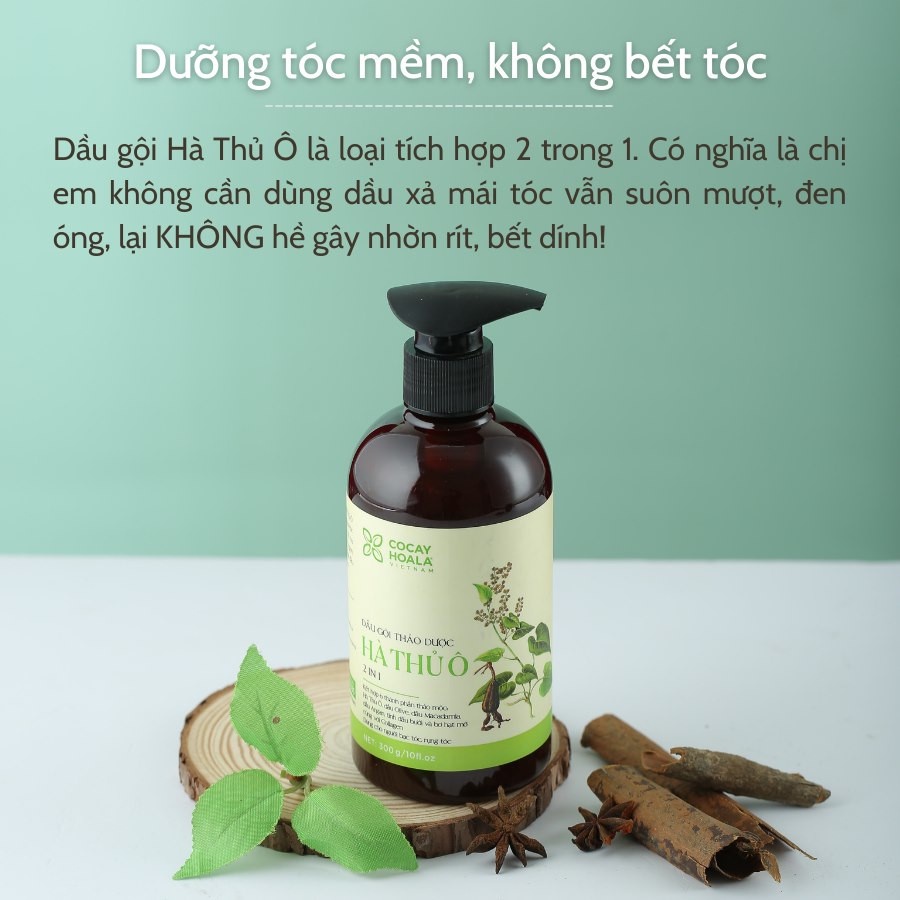 Dầu Gội Thảo Dược Hà Thủ Ô 2in1 Giảm Rụng Tóc Bạc Tóc Cỏ cây Hoa lá 450g