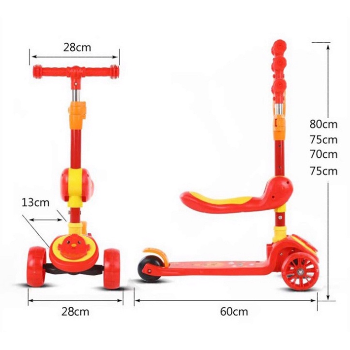 Xe Scooter, Chòi Chân, Xe Trượt Cho Bé Bánh Có Đèn Có Nhạc 3 in 1 Chịu Lực 90KG Babyjoy Mart