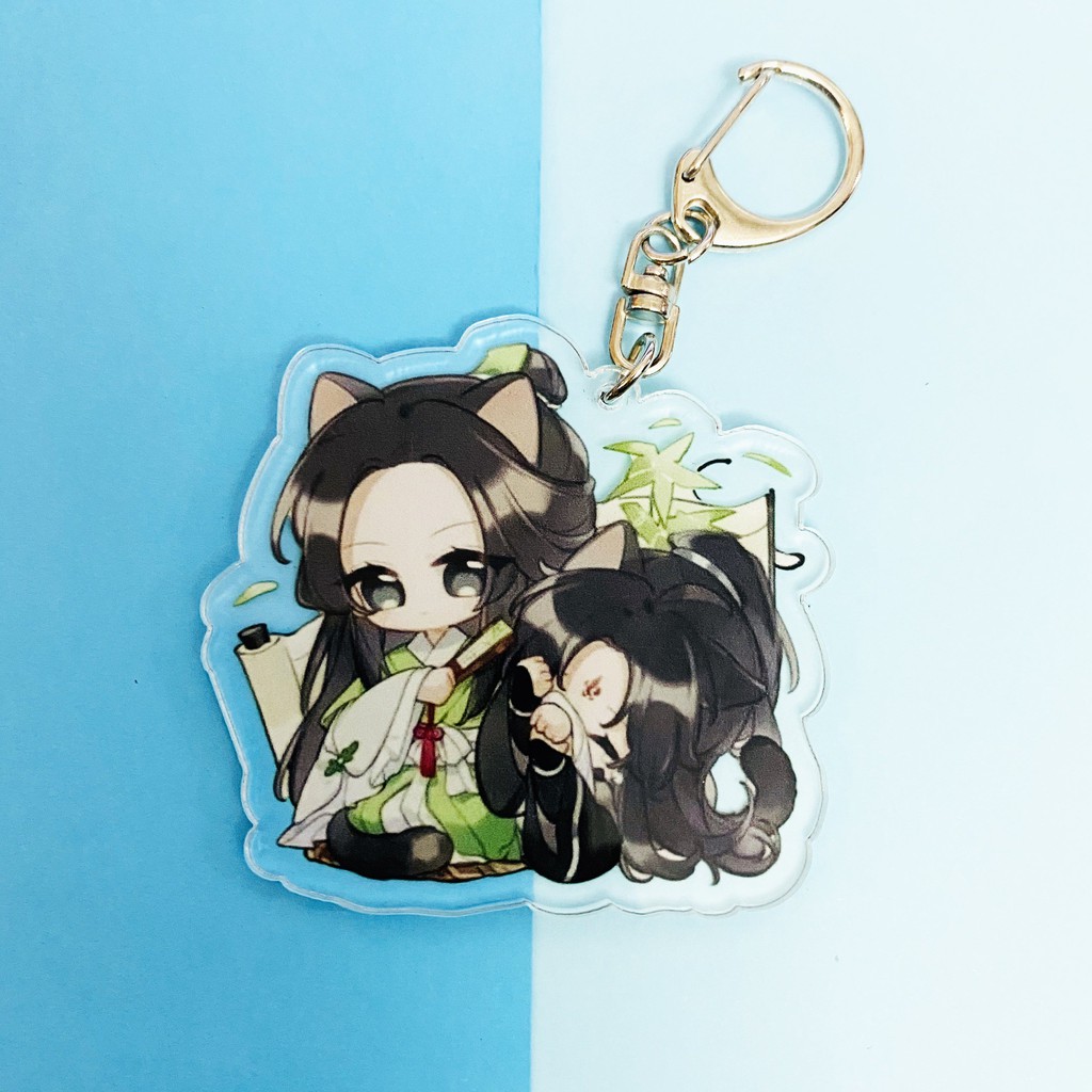 ( Mica trong acrylic) Móc khóa Thiên quan tứ phúc ver cute in hình anime chibi hệ thống tự cứu của nhân vật phản diện
