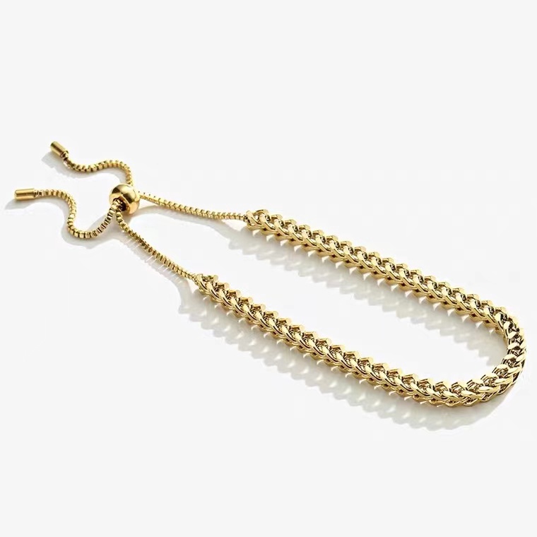 Vòng Tay Dây Xích Dày Mạ Vàng 18K Điều Chỉnh Được