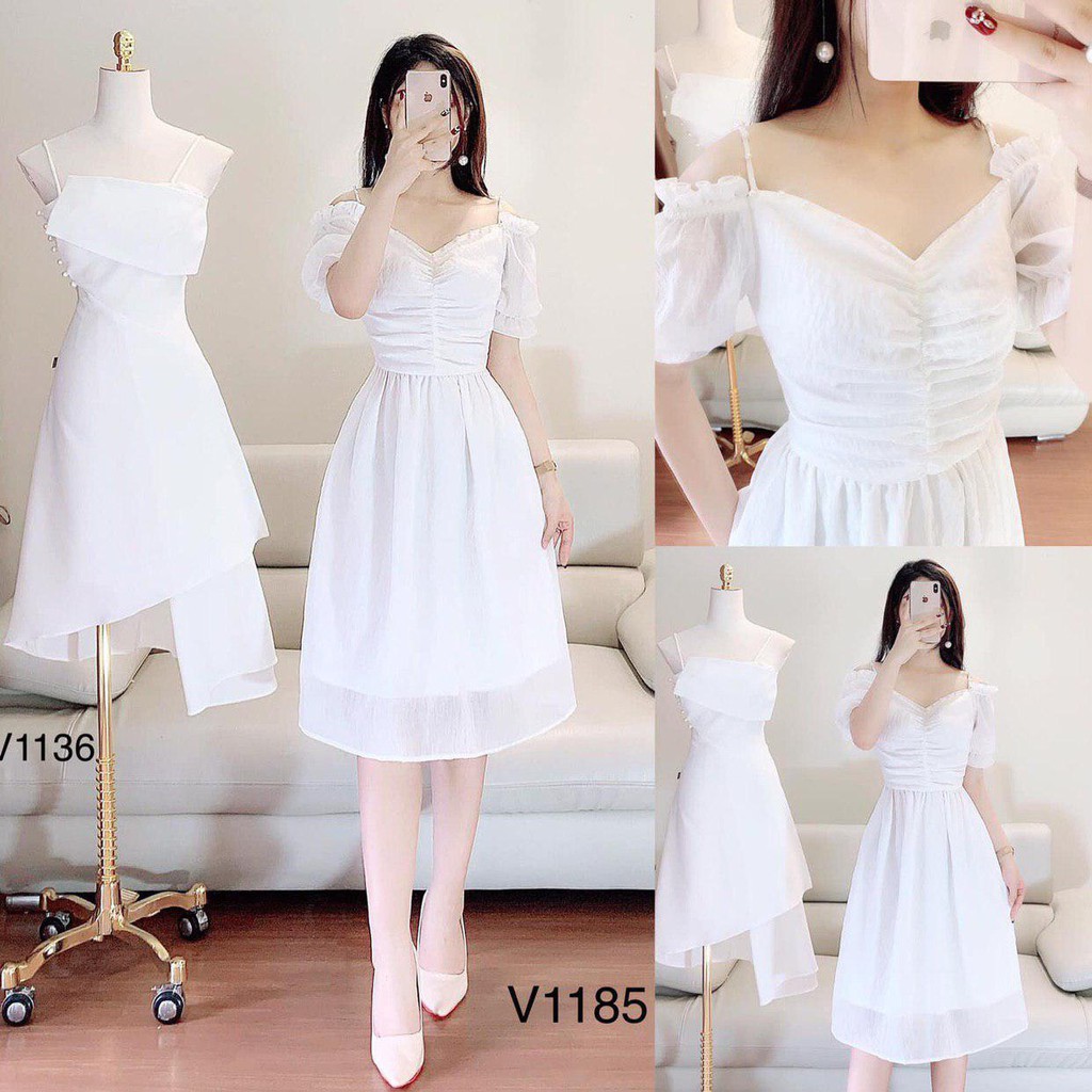 [ xả kho ] MiD VÁY TRẮNG VIỀN NGỌC V1185 Mie Design kèm ảnh thật