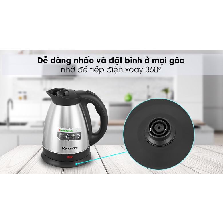 Bình đun siêu tốc Kangaroo 1.5 lít KG15SK3