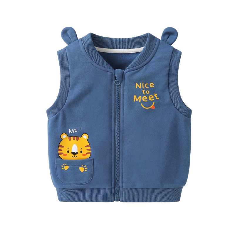 Áo gile bé trai bé gái chất nỉ cotton tai gấu dễ thương bốn màu than, vàng, hồng, ghi xám
