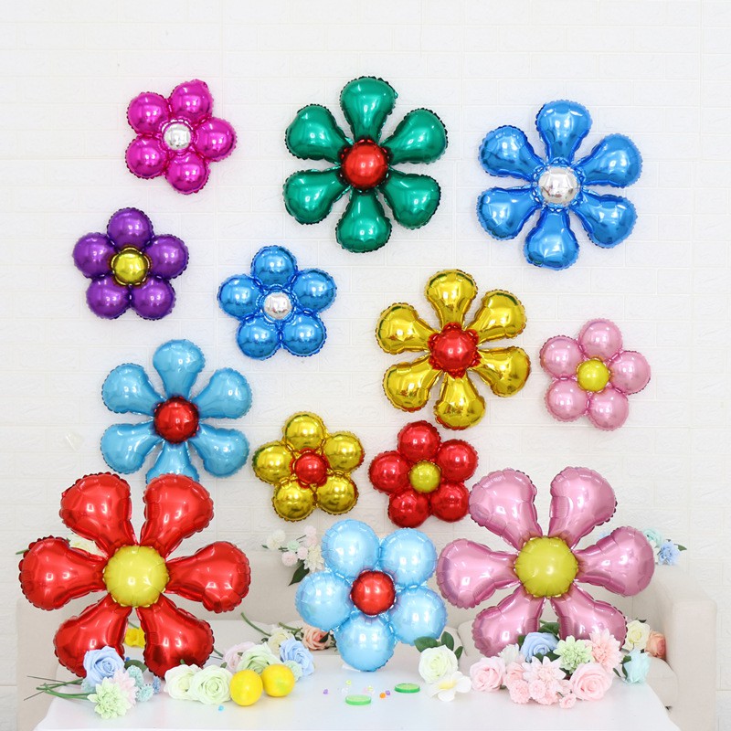 Bộ 3 bong bóng lá nhôm thiết kế hình hoa lá chuyên dùng trang trí tiệc cưới/sinh nhật cho trẻ em gái