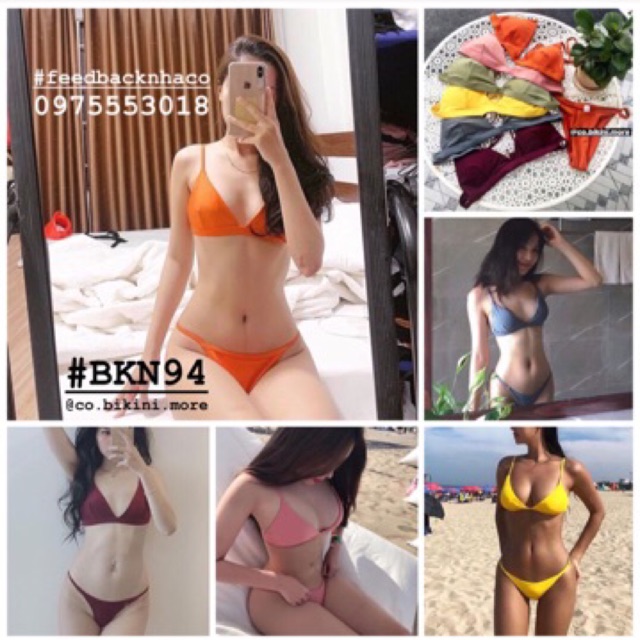 [BKN94] &lt;ÂU&gt; SET BIKINI 10 MÀU QUẦN THONG/LỌT KHE [ĐEN/XANH/ĐỎ/CAM/HỒNG/TÍM/VÀNG/TRẮNG]