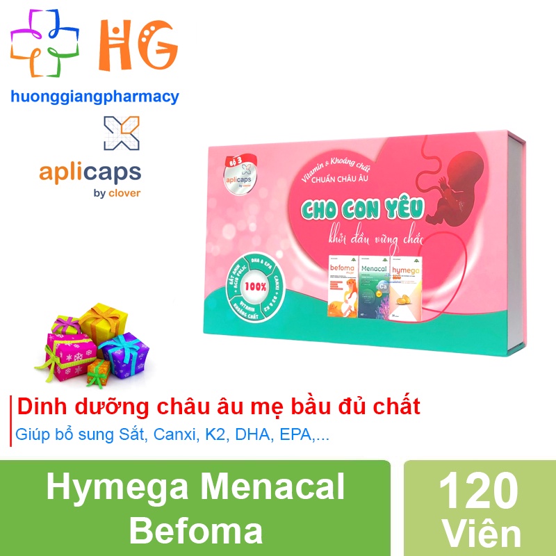 Bộ sản phẩm Aplicaps befoma mujer Menacal Hymega Sắt bầu Canxi hữu cơ cho bà bầu DHA EPA Vitamin sau sinh Canxi d3 k2 mk