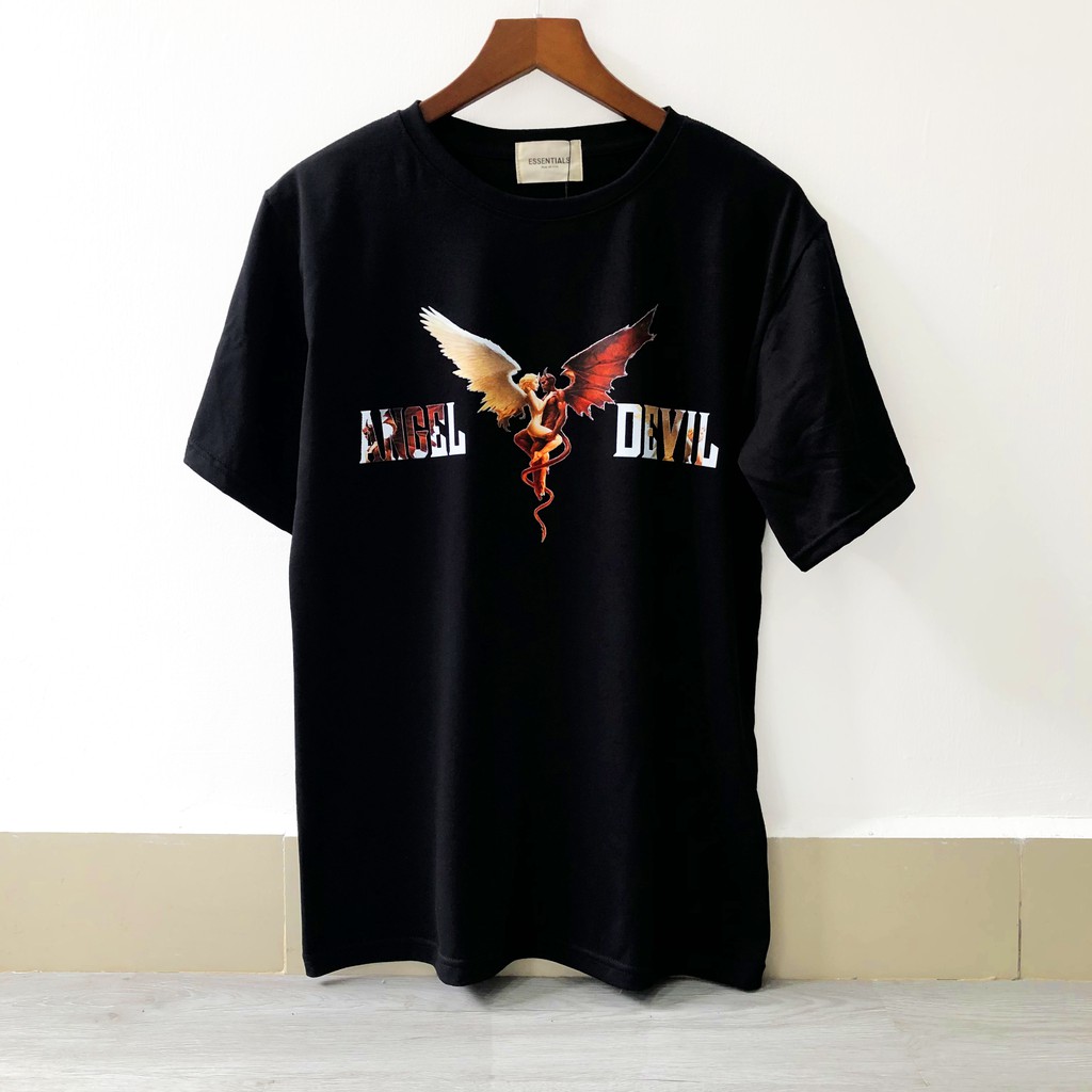 Áo Thun Tay Lỡ Angel Devil CAMNHUNG Áo Thun Nam Nữ Unisex Hot Hit