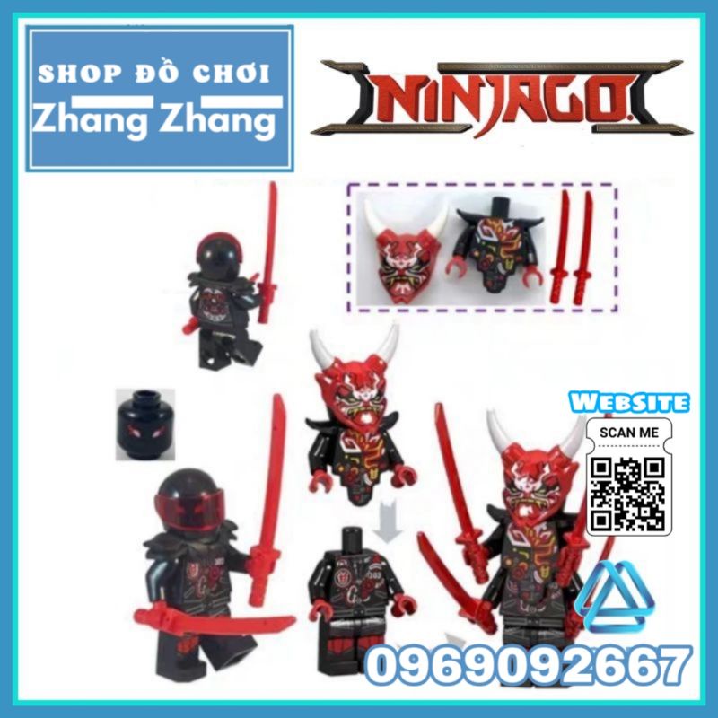 Đồ chơi Xếp hình Ninjago Mr E gồm 4 kiếm và 1 mặt nạ Minifigures Lele H007