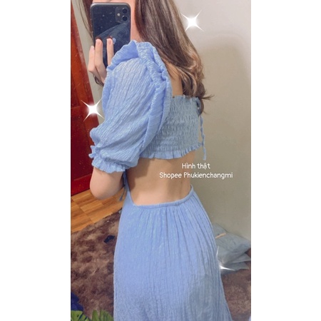 ĐOM ĐÓM DRESS  (có mút ngực)- ĐẦM XỐP CÁNH TIÊN KHOÉT EO BUỘC DÂY CỔ - ZZ5 | BigBuy360 - bigbuy360.vn