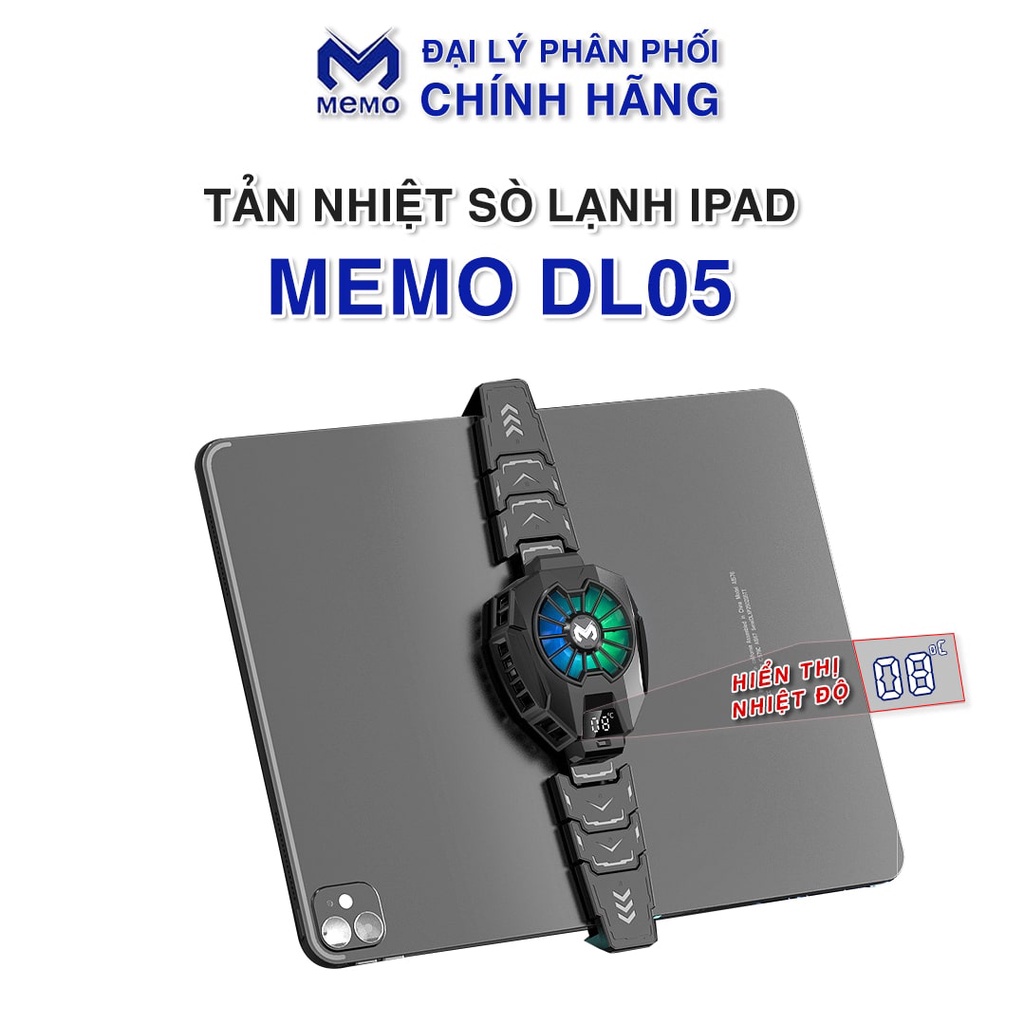 Memo DL05 tản nhiệt máy tính bảng sò lạnh siêu mát màn hình hiển thị nhiệt độ led RGB gaming