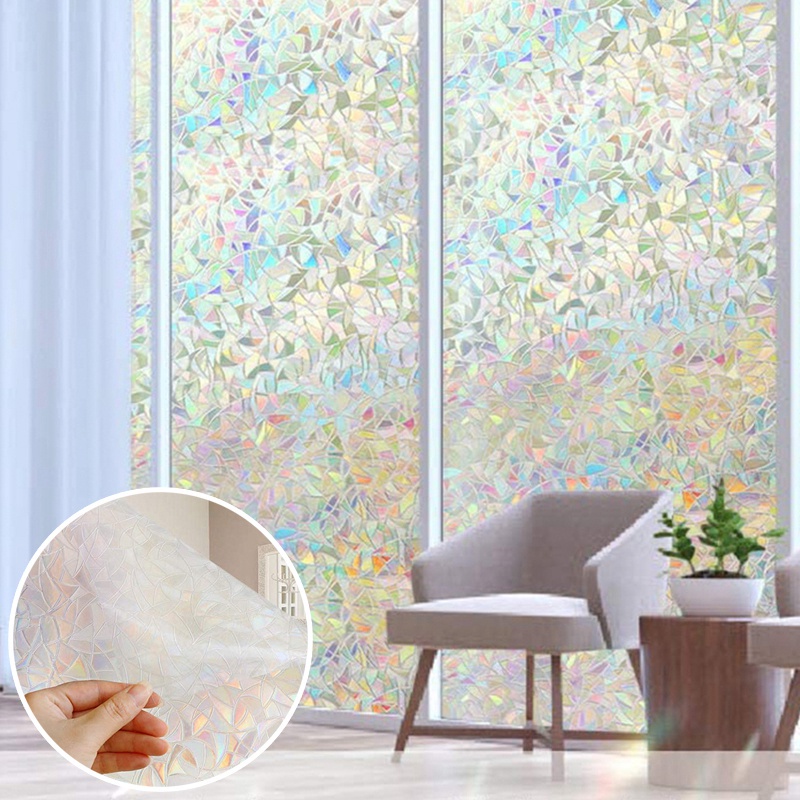 Miếng Dán Cửa Sổ Tĩnh Điện Họa Tiết Cầu Vồng 3D Sáng Tạo