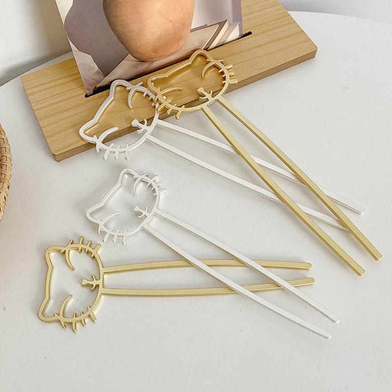 Kẹp Tóc Hình Mèo Bằng Kim Loại Nhám 2 Góc Tối Giản Hiện Đại Cho Nữ