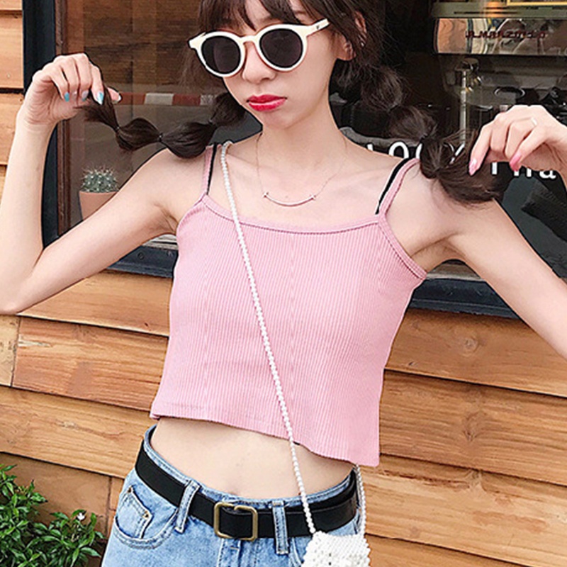 Áo Croptop Hai Dây Màu Sắc Thời Trang Mùa Hè Cho Nữ
