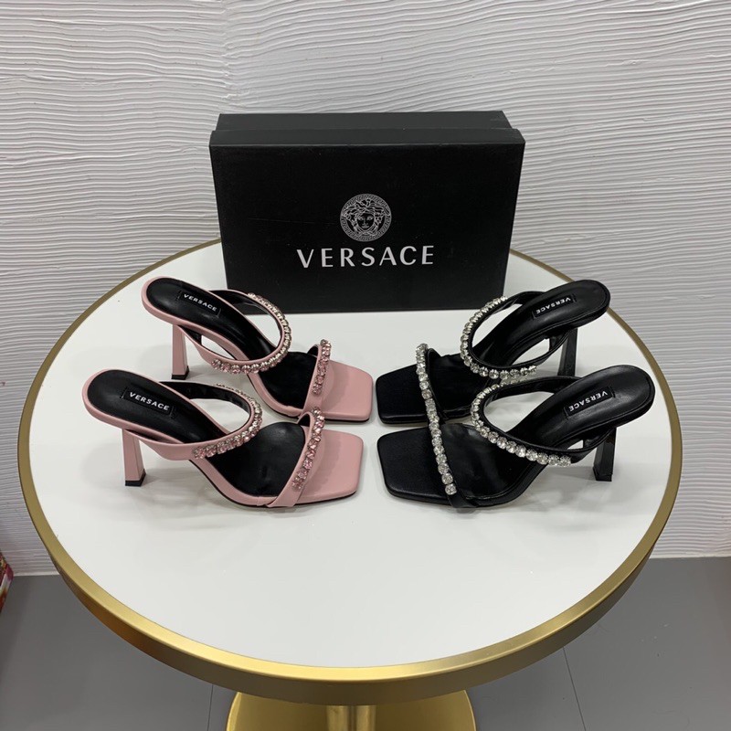 Guốc Versace quai đá hai cầu