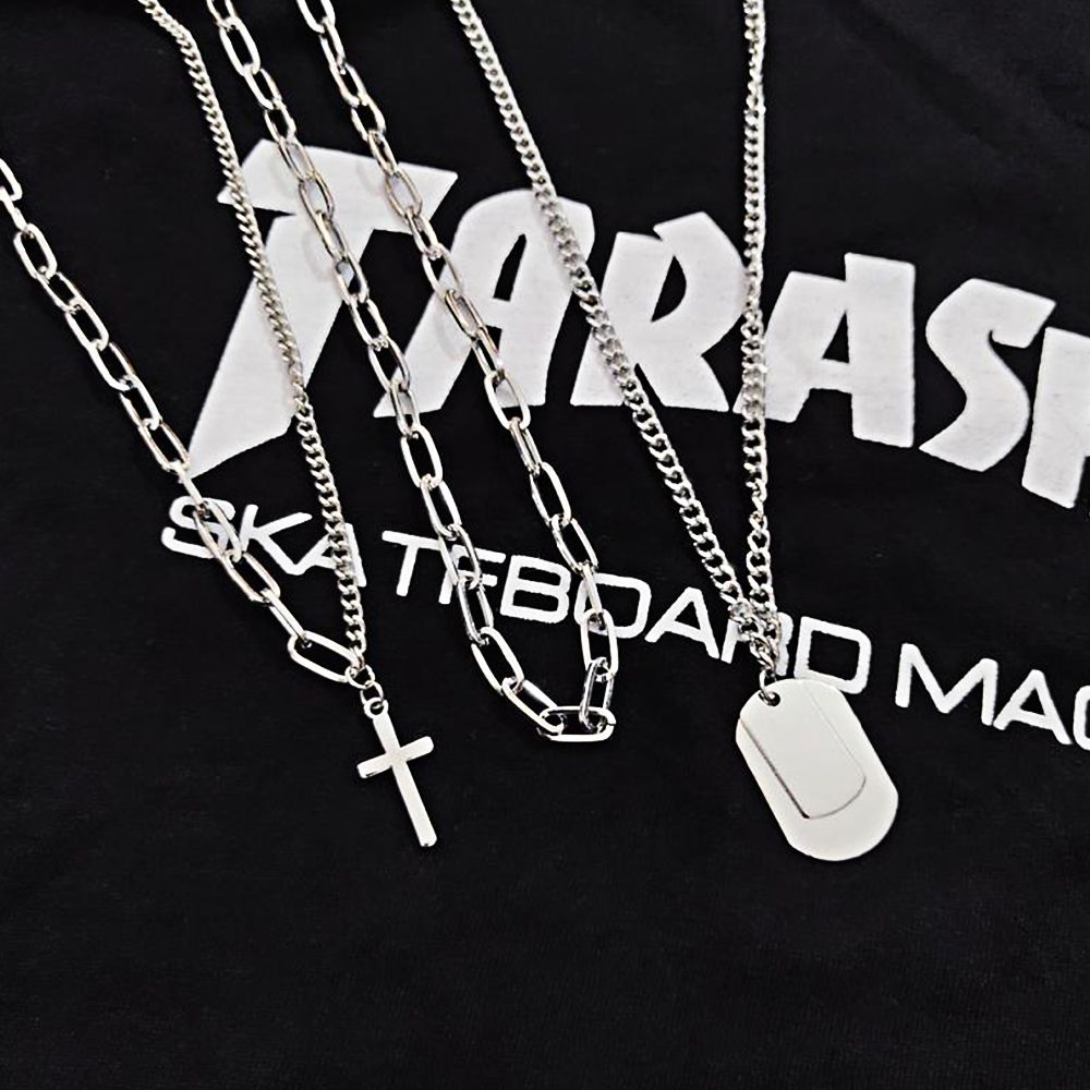 Bộ 3 vòng cổ choker bằng hợp kim nhiều màu phong cách Hàn Quốc cho cặp đôi