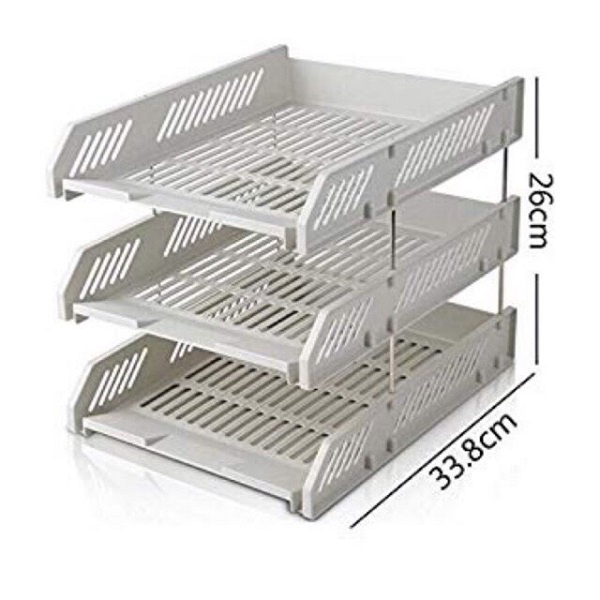 Giá đựng tài liệu 3 tầng Deli 9209 / Khay tài liệu 3 tầng màu ghi
