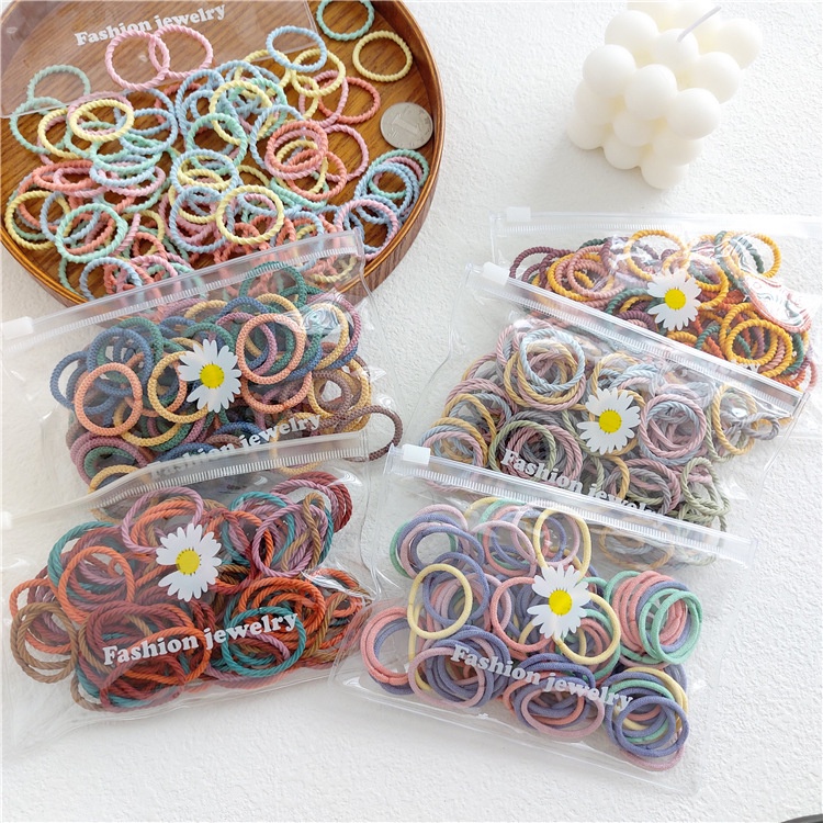 Dây thun buộc tóc, set cột tóc nhiều màu loại sợi nhỏ