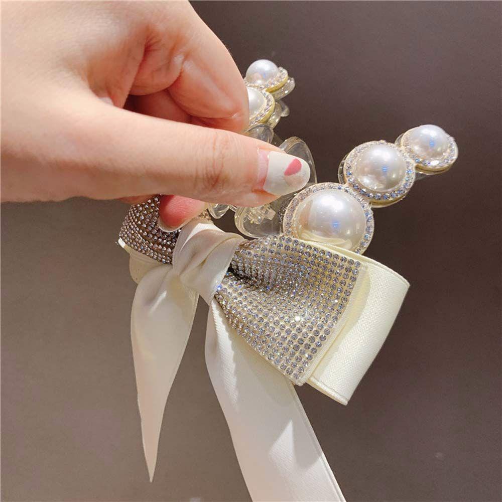 Kẹp Tóc Hình Nơ Màu Đen / Hồng Ngọt Ngào Thời Trang