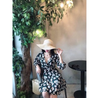 HCM có sẵn Đầm maxi NHIỀU MÀU đắp chéo ngực tay dài đầm vintage họa tiết hoa đầm bầu đi biển