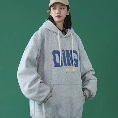 ZHELIHANGFEI Áo Hoodie Tay Dài In Chữ Phong Cách Preppy Dễ Phối Đồ