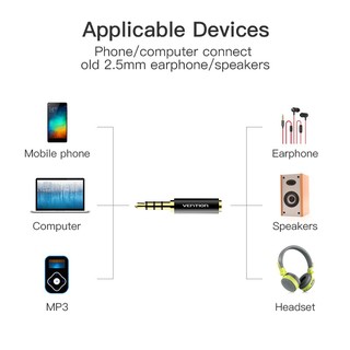 ĐẦU CHUYỂN ĐỔI AUDIO 3.5MM RA 2.5MM VENTION BFBB0