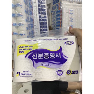 Lốc 6 cuộn giấy Hàn Quốc Lucky 3 lớp, 850g