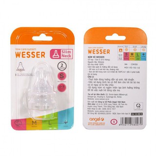 Núm vú cổ hẹp Wesser size S/M/L+ vỉ 2 núm