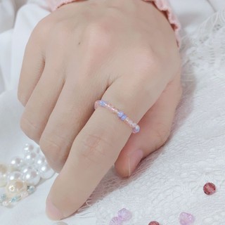Nhẫn nữ hạt cườm thủy tinh phong cách Hàn