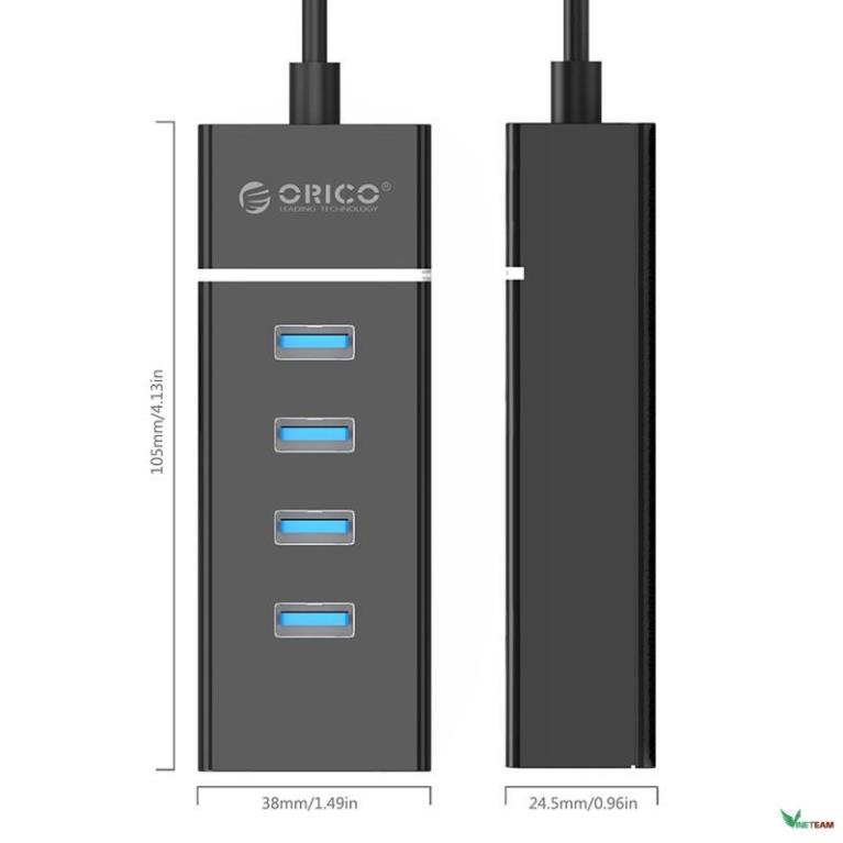 Bộ chia USB HUB 4 cổng USB 3.0 ORICO W6PH4-U3-BK- Nhà Phân Phối Chính Hãng -DC4229