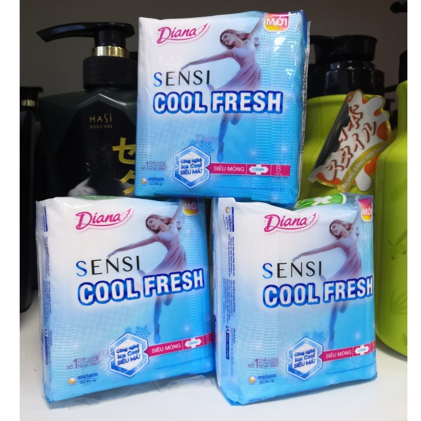 Băng vệ sinh Diana /BVS Diana Có Cánh Sensi Cool Fresh Mỏng 8 Miếng/20 miếng