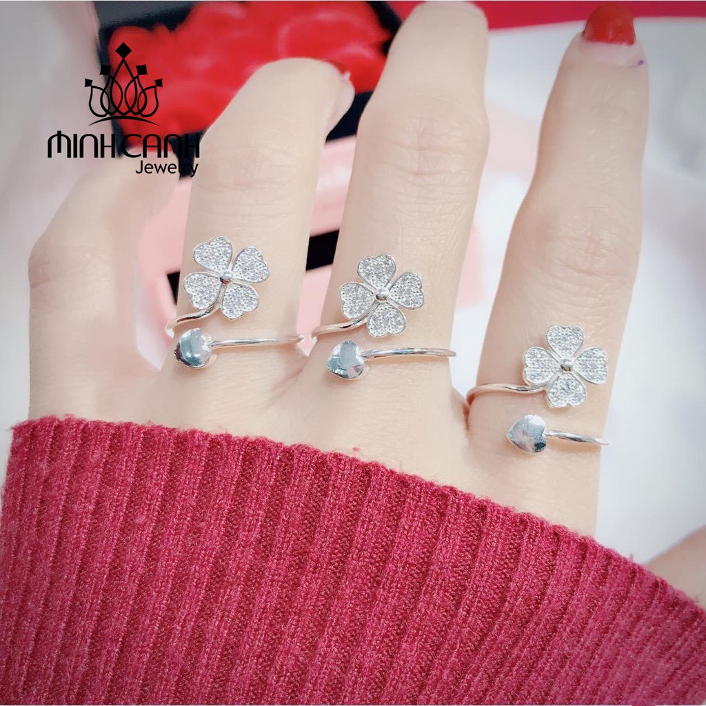 Nhẫn Bạc Nữ Minh Canh Jewelry - Cỏ 4 Lá Freesize