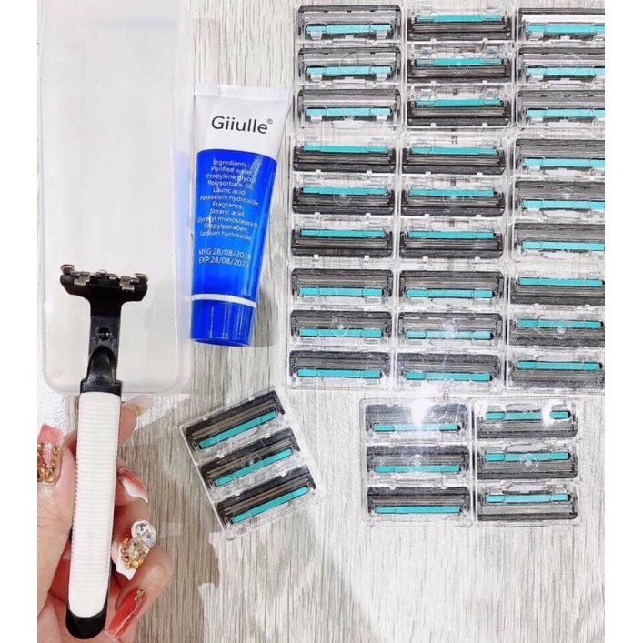 Set dao cạo râu 36 lưỡi kèm thân dao và tuýp kem chăm sóc da chuyên sâu