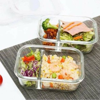 Hộp thủy tinh 2 ngăn đựng thức ăn 1000ml