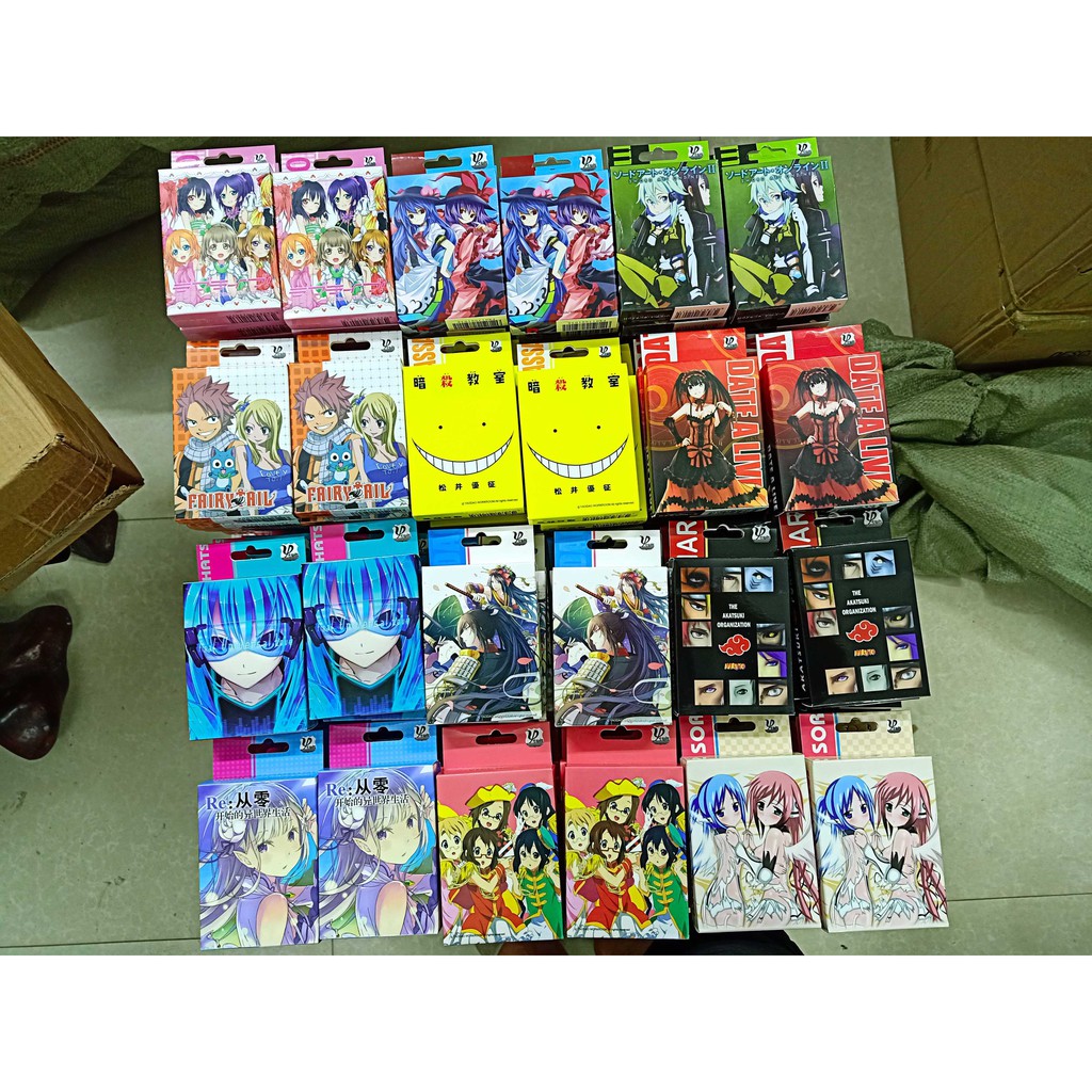 Bộ bài tây 54 lá tú lơ khơ anime manga tổng hợp Kimetsu Naruto Re zero Attack on titan Conan One Piece