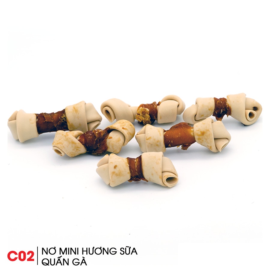 Xương nơ hương sữa quấn gà cho chó INU gói 100g